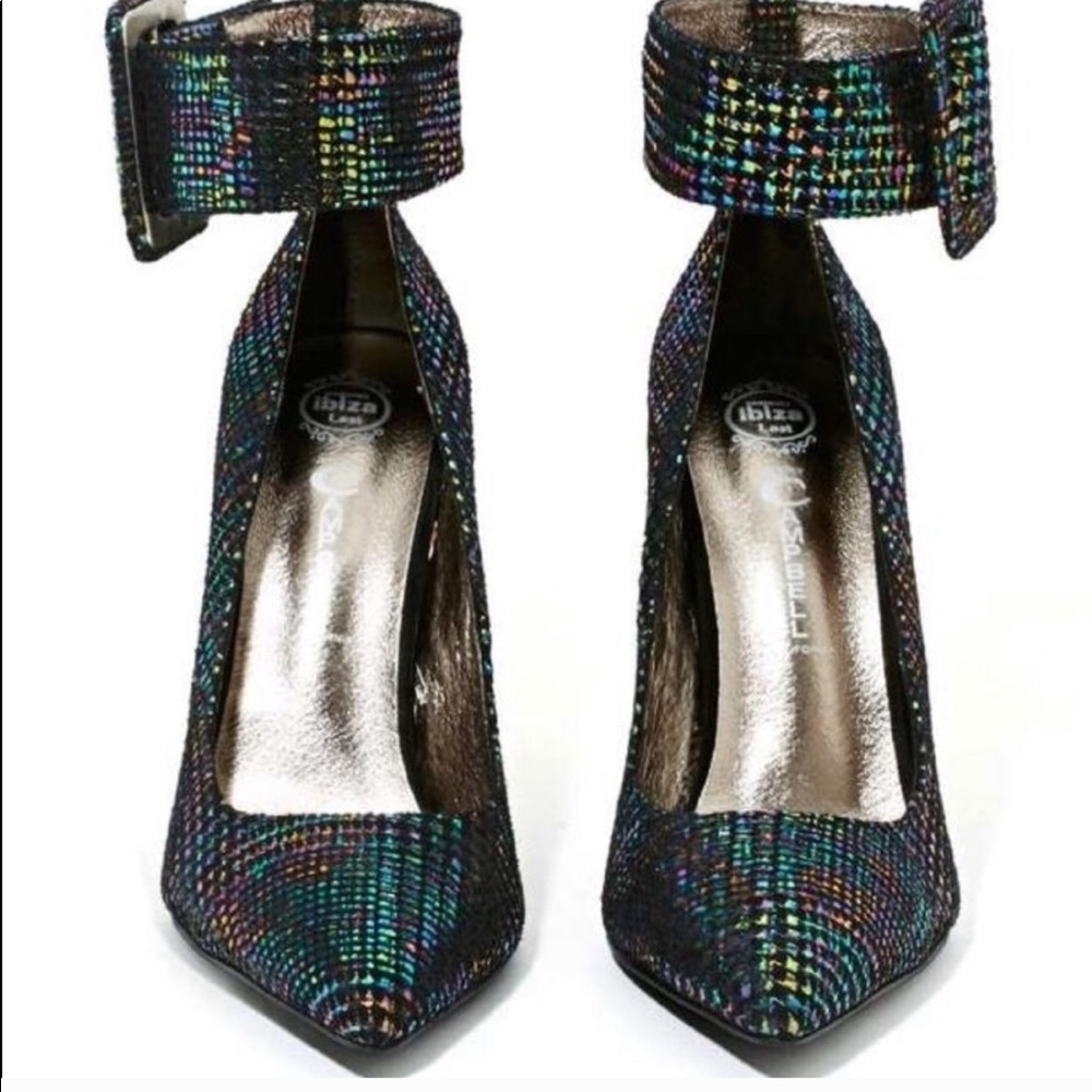 Jeffrey Campbell Iridescent Black Multi Ankle Strap Heels - Picture 8 of 8